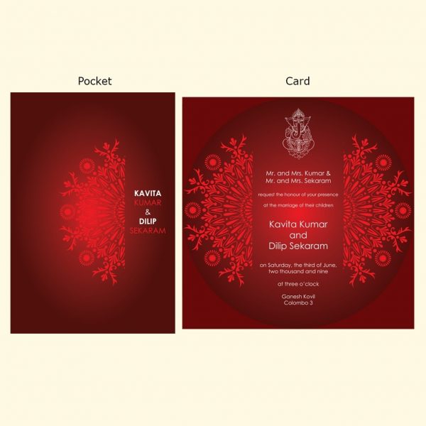 Red Hindu Wedding Card - Set of 10 - Image 2