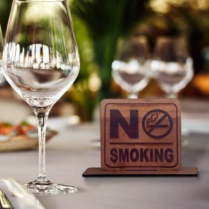 Wooden Tabletop "No Smoking" Sign