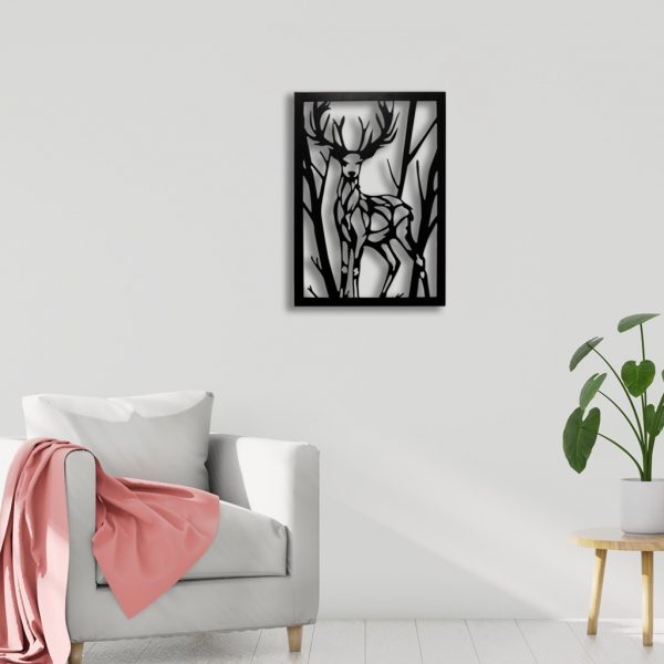 Black Deer Wall Art Hanging