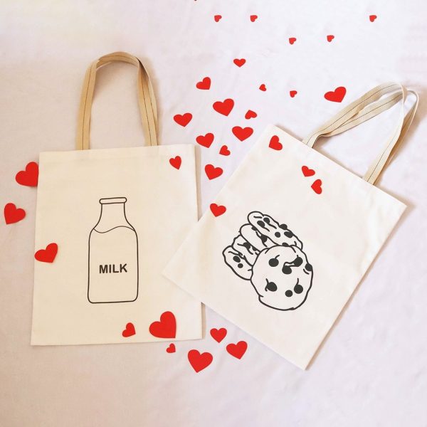 Milk & Cookies Couple Tote Bags