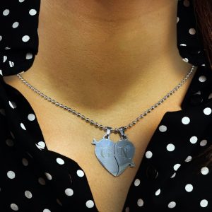 Metal Split Heart Pendant