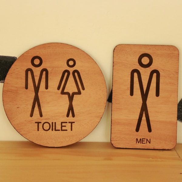 Wooden Toilet Signs