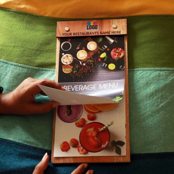 Wooden Menu Holder with Menu - Image 2