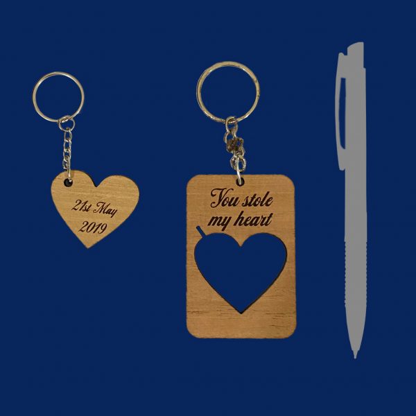 Wooden Heart Couple Key Tags - Image 3