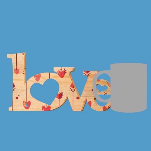 Wooden "Love" With Pattern Prints - Image 3