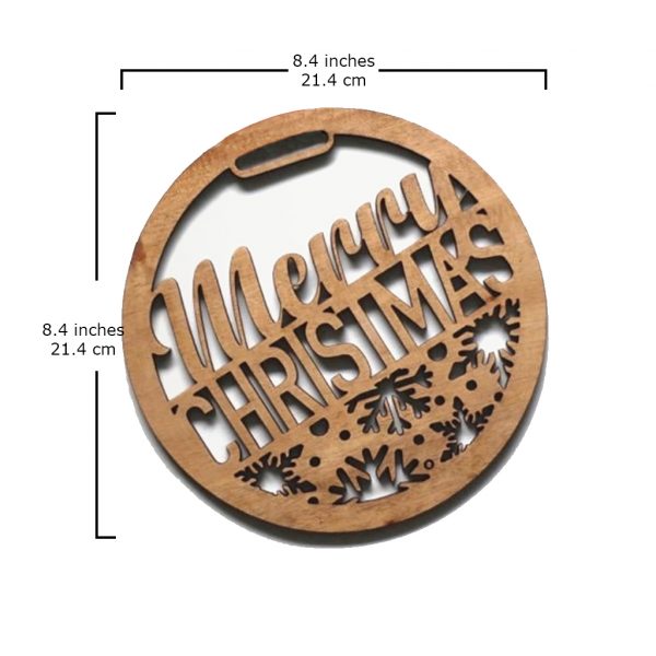 "Merry Christmas & Snowflakes" Wooden Xmas Wreath - Image 3
