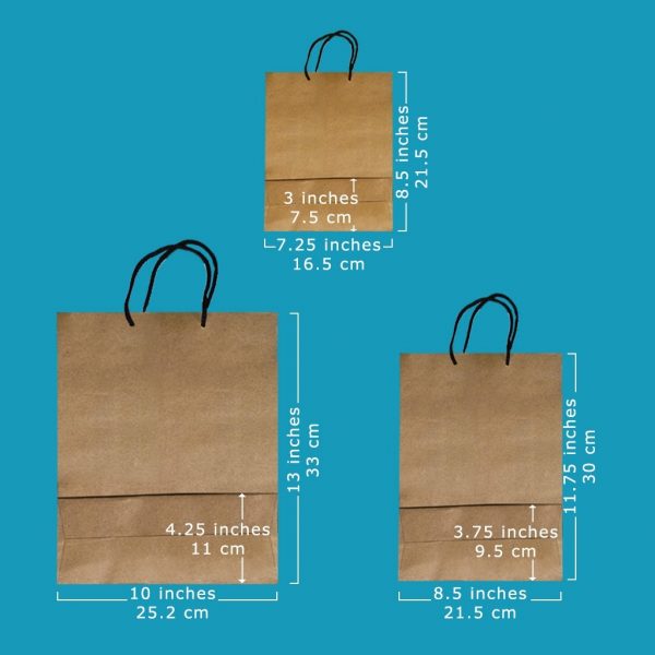 Brown Craft Paper Carrying Bag - Set of 04 - Image 4