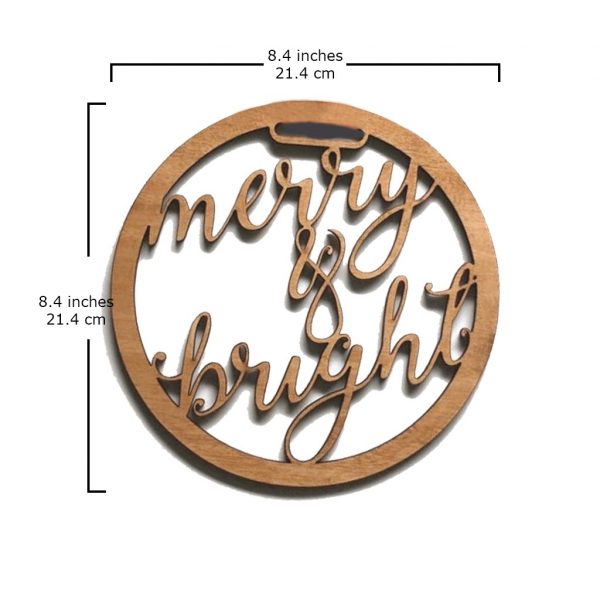 "Merry & Bright" Wooden Xmas Wreath - Image 2