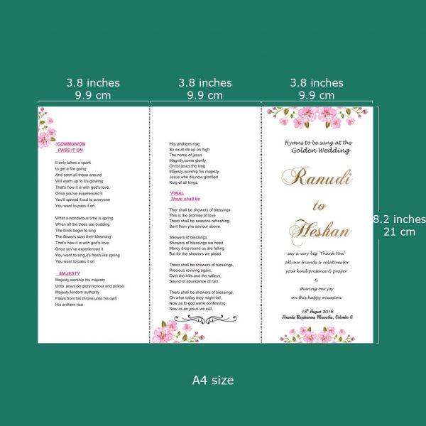 Double Sided Wedding Hymn Sheets - Set of 2 - Image 5