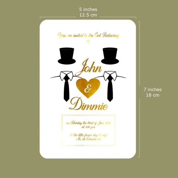 Black & Gold Civil Partnership Card - Set of 10 - Image 4