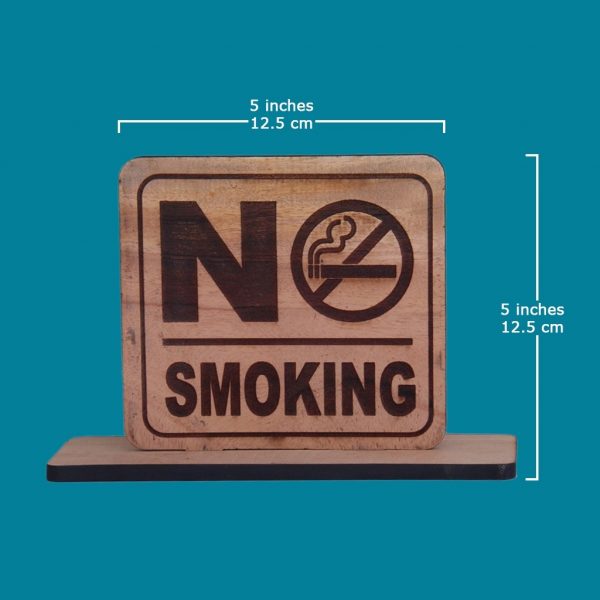 Wooden Tabletop "No Smoking" Sign - Image 2