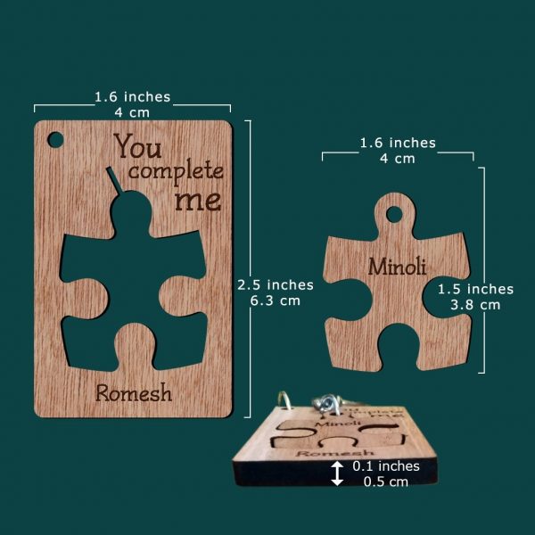 Wooden Jigsaw Duo Couple Keytags - Image 2