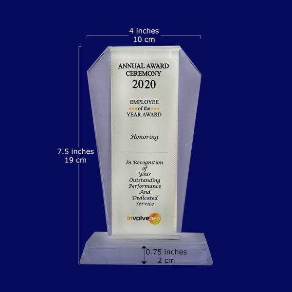 Tall Pentagon Crystal Trophy - Image 2