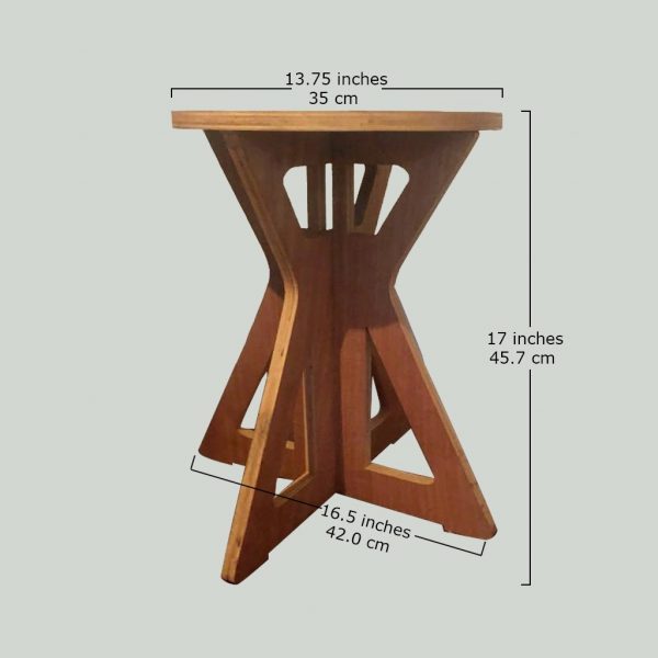 Short Wooden Stool - Image 2