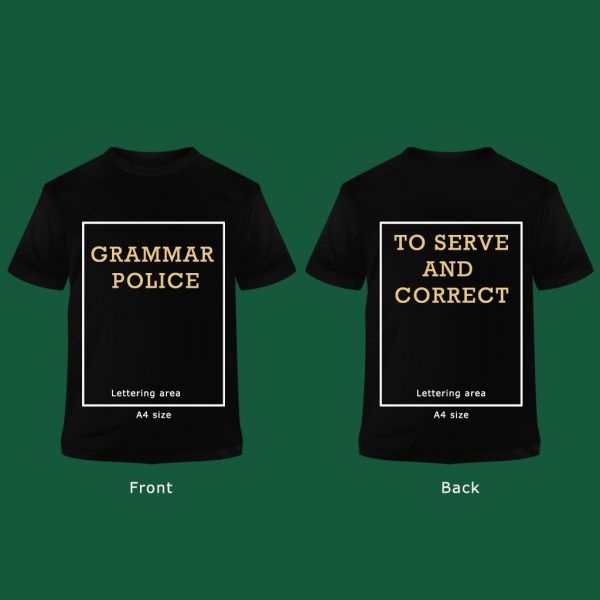 "Grammar Police" Black T Shirt - Image 3