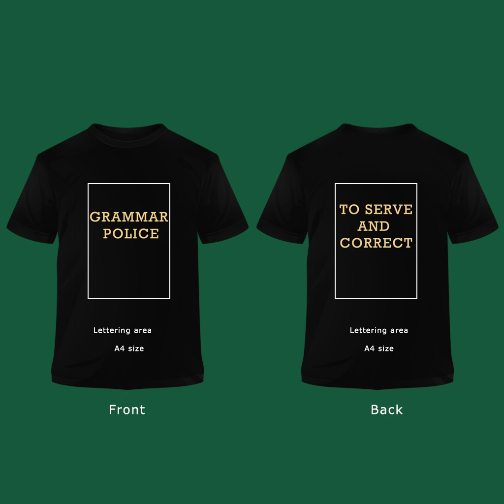 "Grammar Police" Black T Shirt - Image 3