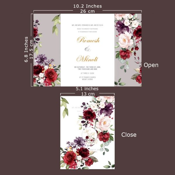 Floral Themed Wedding Invitation - Set of 10 - Image 3