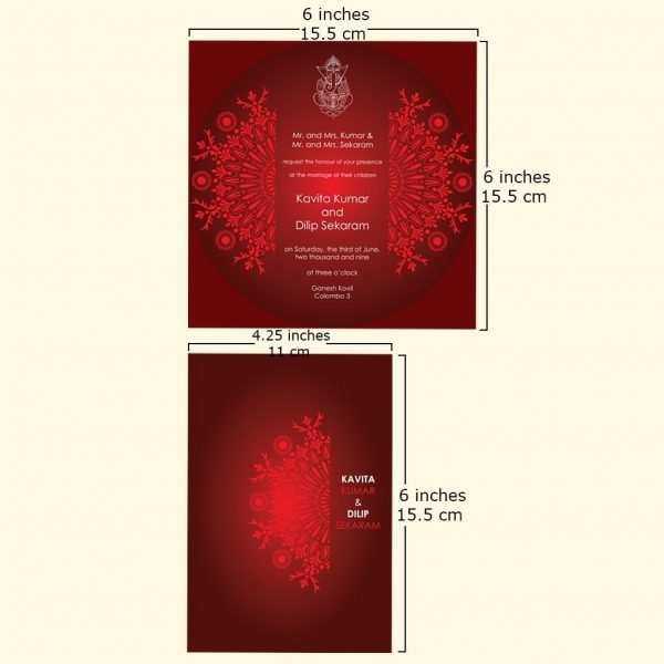 Red Hindu Wedding Card - Set of 10 - Image 3
