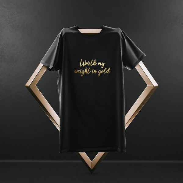 Black Tshirt with Gold Print