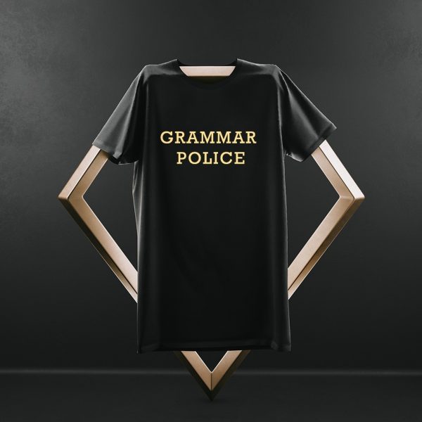 "Grammar Police" Black T Shirt