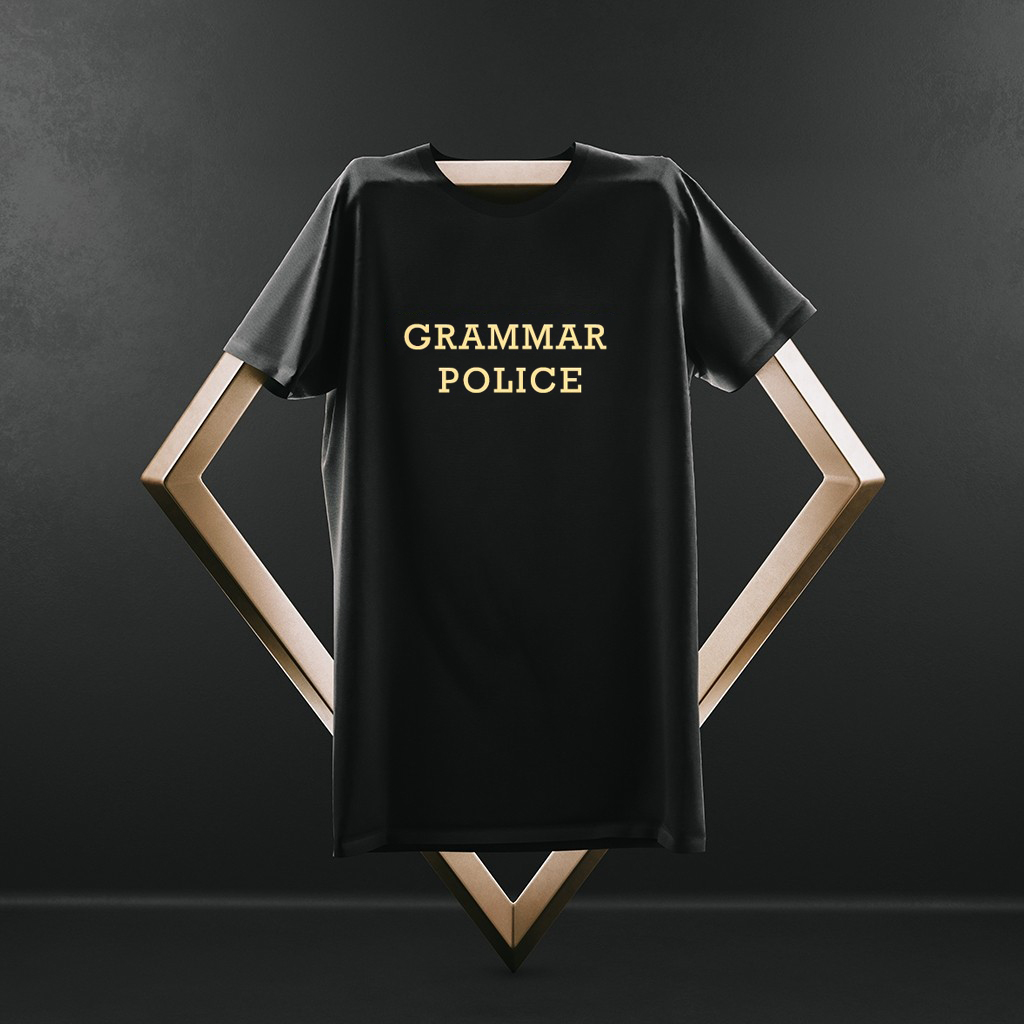 "Grammar Police" Black T Shirt