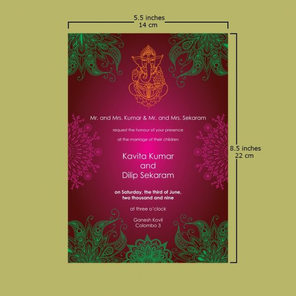 Patterned Hindu Wedding Card - Set of 10 - Image 4