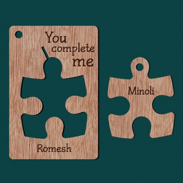 Wooden Jigsaw Duo Couple Keytags - Image 3