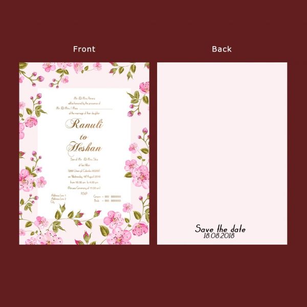 Double Sided Wedding Invitation Card - Set of 20 - Image 3