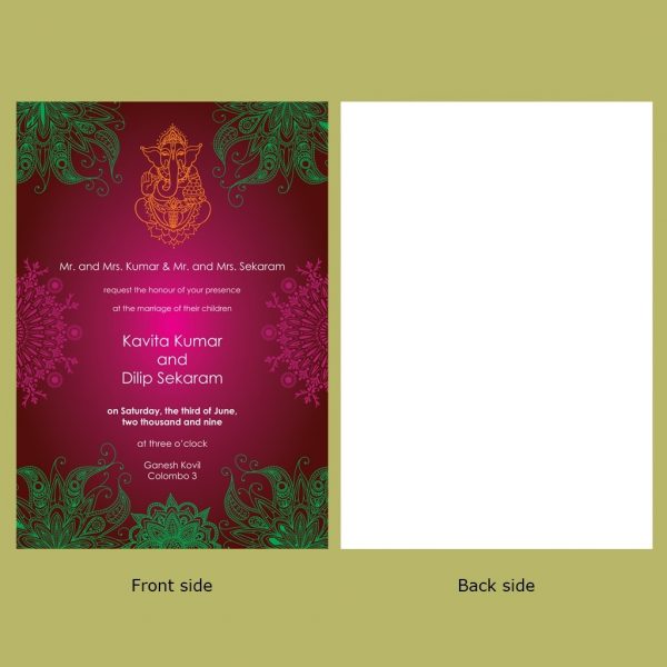 Patterned Hindu Wedding Card - Set of 10 - Image 3