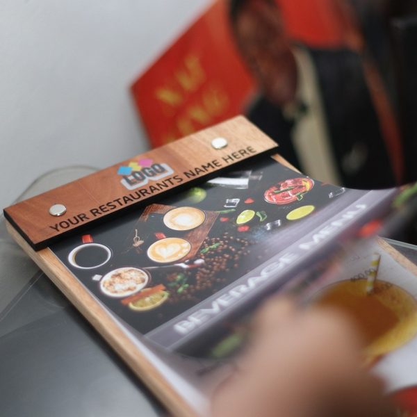 Wooden Menu Holder with Menu - Image 3