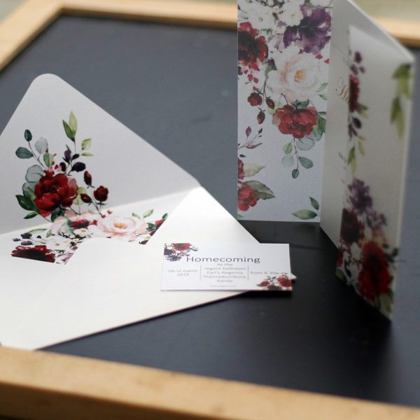 Floral Themed Wedding Invitation - Set of 10