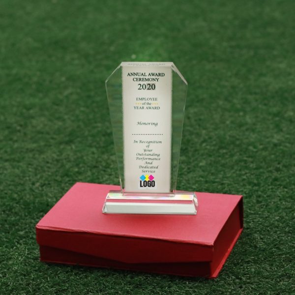 Tall Pentagon Crystal Trophy