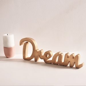 Spray Painted Gold Table Decor Words