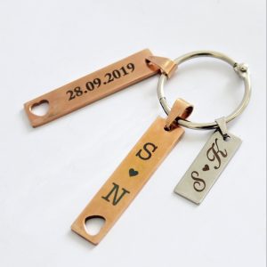 Mixed Metal Bar Key Chains