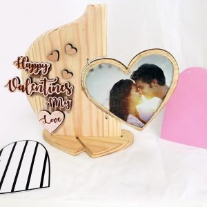 Metal Heart on Wooden Holder