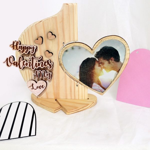 Metal Heart on Wooden Holder