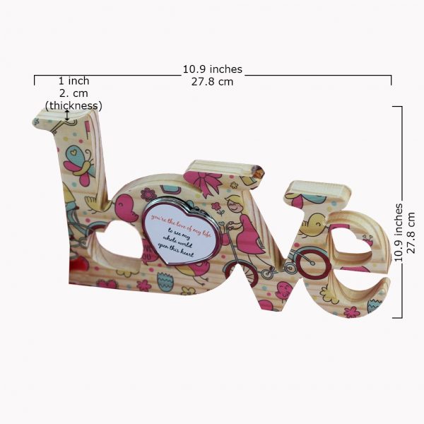 Wooden "Love" with Printed Patterns and Mirror - Image 2