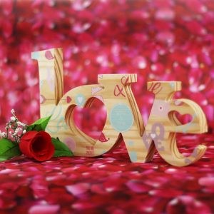 Wooden "Love" With Pattern Prints