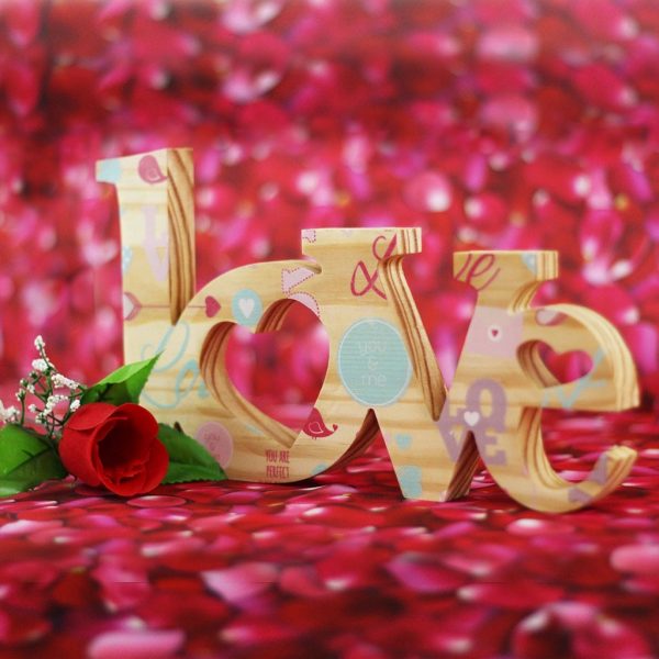 Wooden "Love" With Pattern Prints