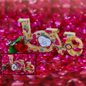 Wooden "Love" with Printed Patterns and Mirror