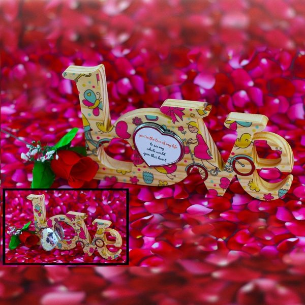 Wooden "Love" with Printed Patterns and Mirror