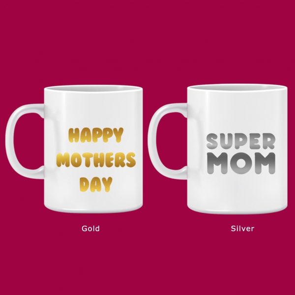 White Mugs with Gold or Silver Stickers - Image 4