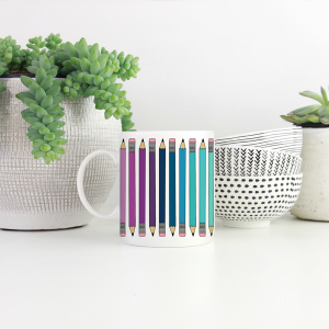 Rainbow Pencil Mug - Apsi Doodles