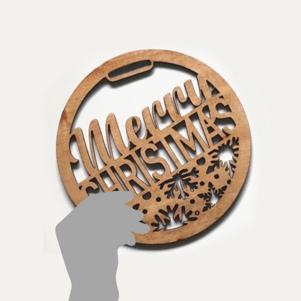 "Merry Christmas & Snowflakes" Wooden Xmas Wreath - Image 4