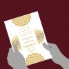 White & Gold Muslim Wedding Card - Set of 10 - Image 5