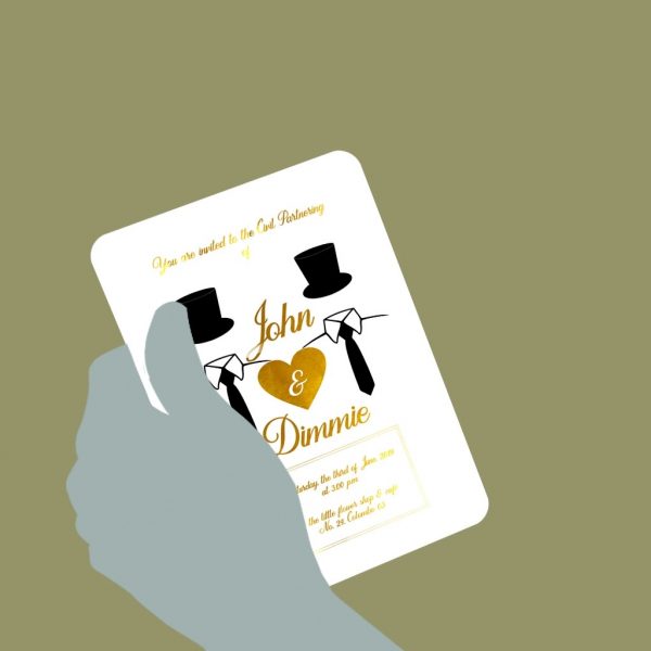Black & Gold Civil Partnership Card - Set of 10 - Image 2