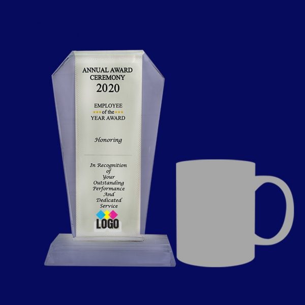 Tall Pentagon Crystal Trophy - Image 3