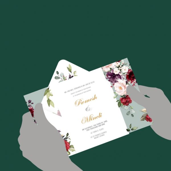 Floral Themed Wedding Invitation - Set of 10 - Image 5