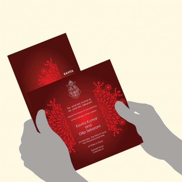 Red Hindu Wedding Card - Set of 10 - Image 4