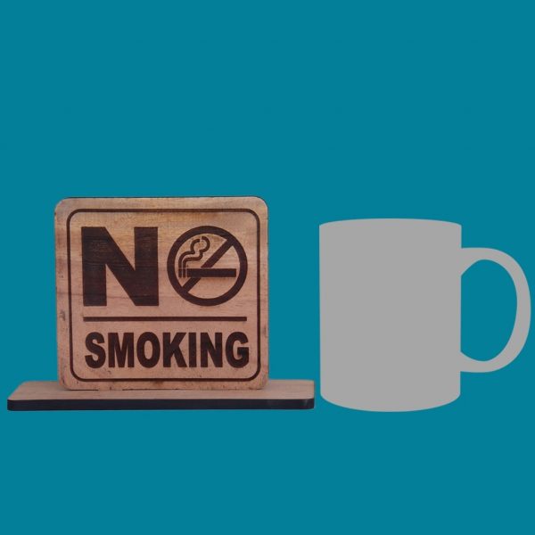 Wooden Tabletop "No Smoking" Sign - Image 3